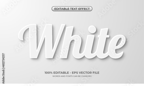Editable white text effect in a minimalist and simple style. 3d Bold text effect with realistic shadow