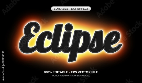 Solar Eclipse text effect. Editable red glowing neon text effect