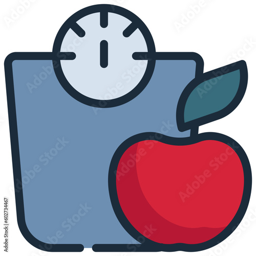 weight loss apple food scale diet icon filled outline