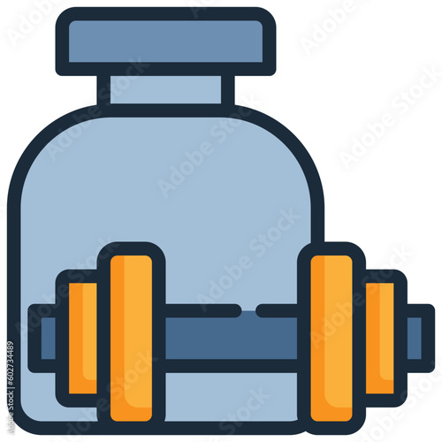 food whey protein dumbell fitness exercise icon filled outline
