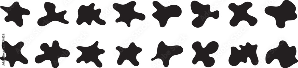 © Designflowbd - Abstract fluid black blob shape vector set. Collection of amoeba abstract forms for design and paint. Organic amoeba blob abstract elements graphic flat style. Vector illustration