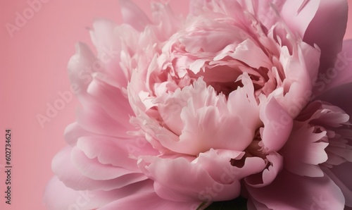  a large pink flower is in a vase on a pink background.  generative ai