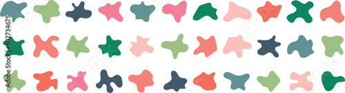 Abstract fluid blob shape vector set. Blob shape organic set. Organic amoeba blob abstract elements graphic flat style. Vector illustration