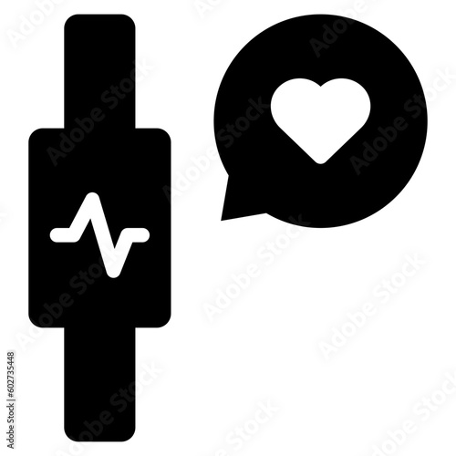 smart watch heart rate fitness exercise icon solid glyph