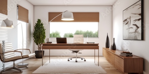 Modern Stylish Home Office Setup AI Generated Generative AI