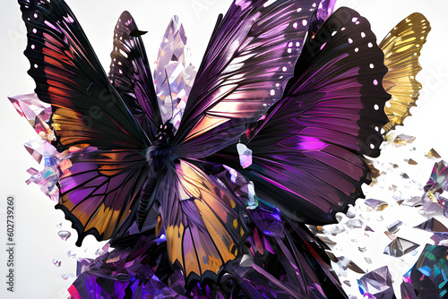 Akrylowy kolorowy motyl macro abstrakcja. Generative AI