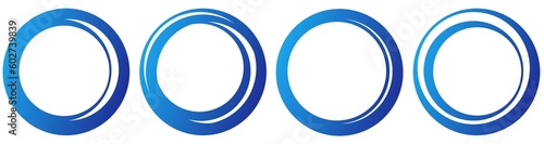 Dark blue gradient circle frames with transparent background. Outline circle for marking, highlighting. Abstract Blue circular shapes In PNG format.