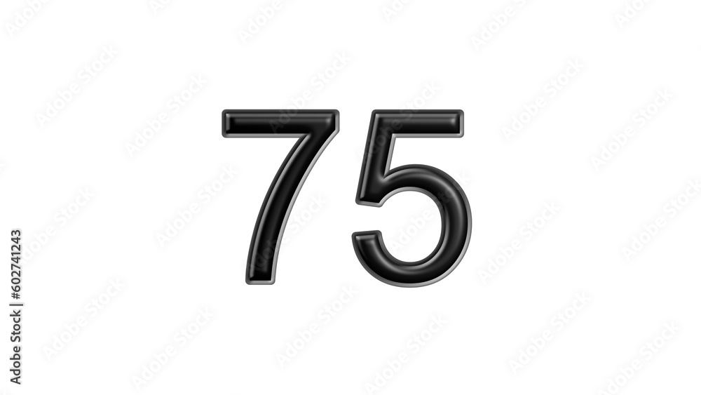 75 black lettering white background year number Stock Illustration