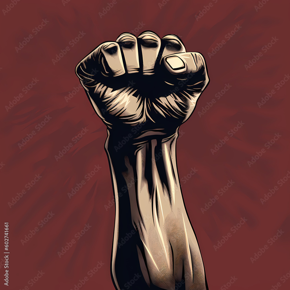 One fist raised in the air in protest against racial injustice. generative ai