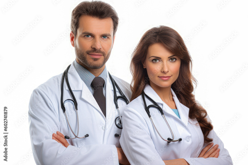 doctor and nurse white background doctor and nurse white background