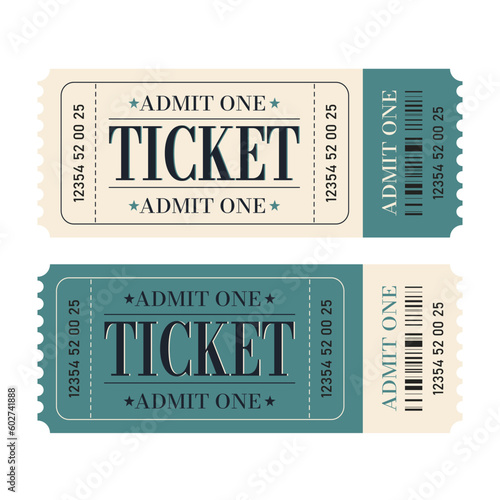 Set of retro tickets design template. Admit one.Ticket for cinema, movie,circus,carnaval,film,festival etc.Vector illustration
