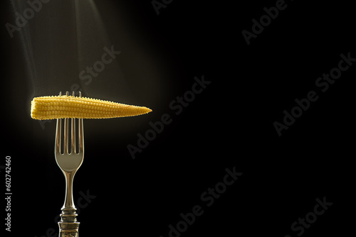 mini corn on a fork