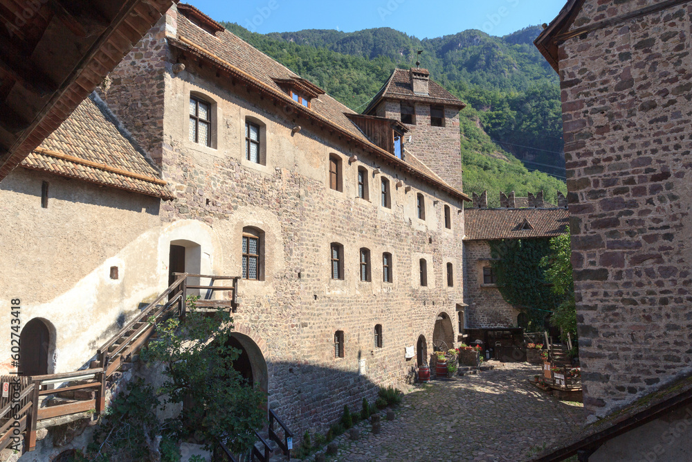 Inner courtyard of Runkelstein Castle in Ritten near Bolzano, South Tyrol, Italy