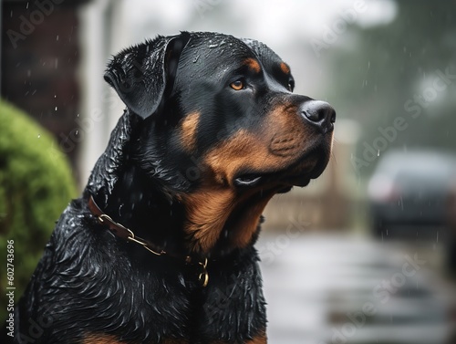 The Rottweiler's Regality in the Rain