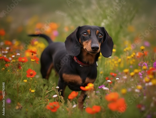 The Delightful Dachshund Exploring a Meadow