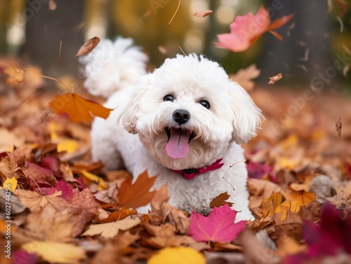 Frolicking Through Fall with a Bichon Frise