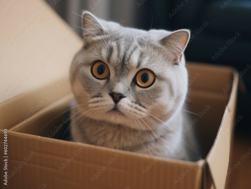 The Adorable Scottish Fold in a Cardboard Box The Adorable Scottish Fold in a Cardboard Box