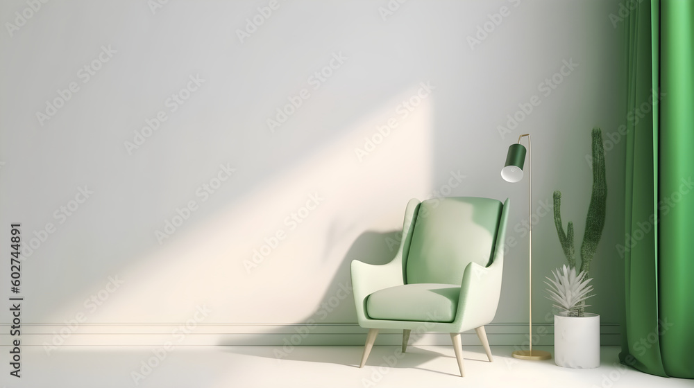 Minimalist Interior of modern living room 3D rendering, generative ai Minimalist Interior of modern living room 3D rendering, generative ai