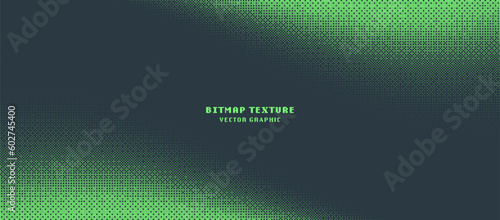 Dither Pattern Bitmap Texture Smooth Twisted Border Vector Abstract Background. Glitch Screen With Flicker Pixels Effect Panoramic Illustration. 8 Bit Pixel Art Retro Video Arcade Game Green Backdrop