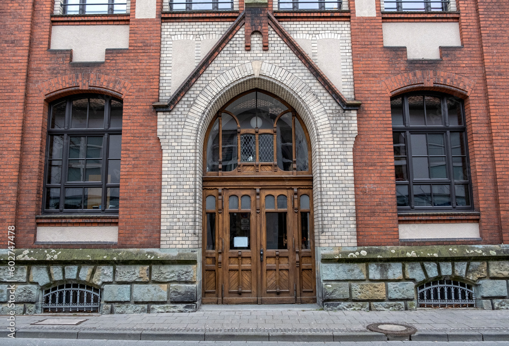 Facade architecture brick building in the city of Lippstadt Germany Facade architecture brick building in the city of Lippstadt Germany
