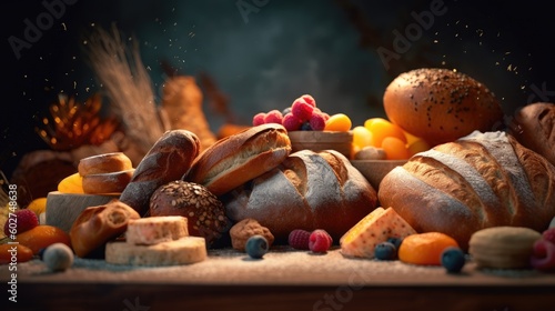 bread background in vibrant colors