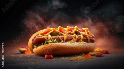 hotdog background in vibrant colors photo