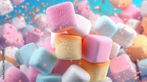 Creative marshmallows background in vibrant colors photo