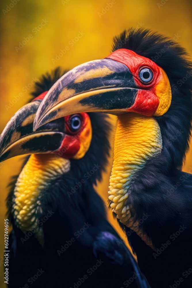 Hornbills bird in vibrant colors
