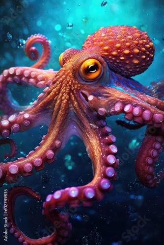 red octopus vivid colors