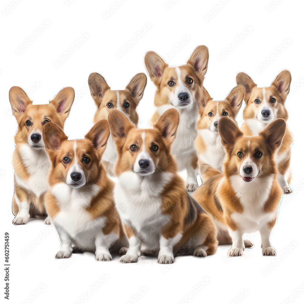 Group of corgies isolated on white created with Generative AI