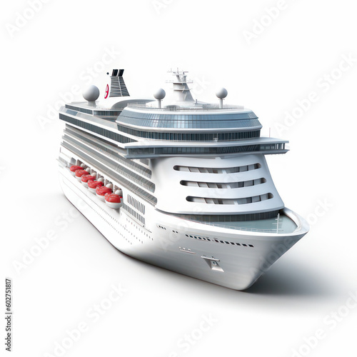 Cruise ship isolated on white created with Generative AI