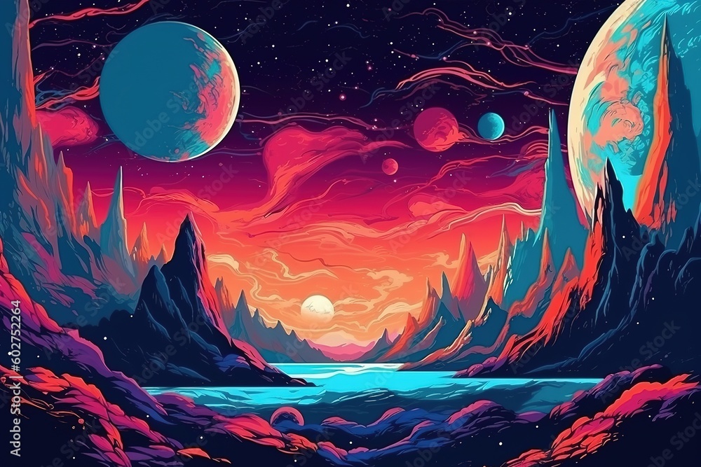 surreal landscape. psychedelic space surreal landscape. psychedelic space