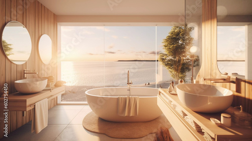 Modern scandinavian interior design bathroom AI-generated