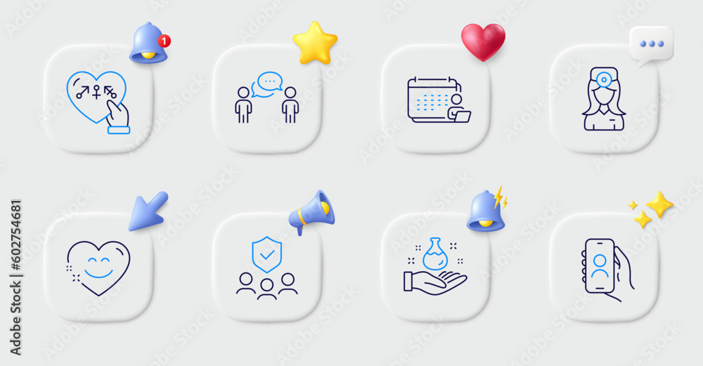 People insurance, User call and Oculist doctor line icons. Buttons with 3d bell, chat speech, cursor. Pack of Smile chat, Consulting business, Chemistry lab icon. Genders, Accounting pictogram. Vector People insurance, User call and Oculist doctor line icons. Buttons with 3d bell, chat speech, cursor. Pack of Smile chat, Consulting business, Chemistry lab icon. Genders, Accounting pictogram. Vector
