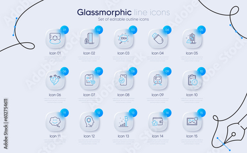 Set of Exam time, Loyalty program and Remove image line icons for web app. Buildings, Bitcoin graph, Smile chat icons. Idea, Usb stick, Approved phone signs. Carrots, Train, Psychology. Vector