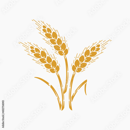 Vector Ears of Wheat, Grain Spikes, Barley or Rye icon. Great for Bread Packaging, Beer labels etc.