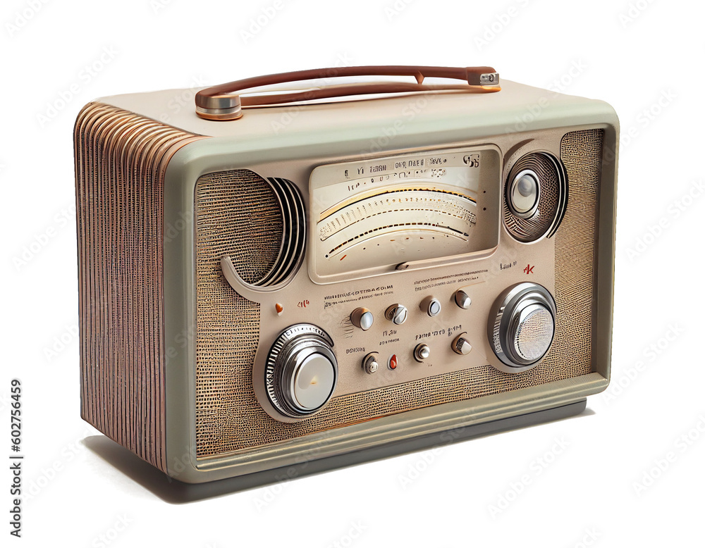 old radio on a transparent background (PNG). AI generator