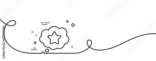 Loyalty star line icon. Continuous one line with curl. Bonus points. Discount program symbol. Loyalty star single outline ribbon. Loop curve pattern. Vector