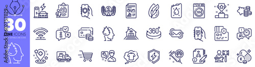 Refresh mail, Fingerprint and Security app line icons pack. Report document, Hypoallergenic tested, Hospital web icon. Dog vaccination, Repairman, Power safety pictogram. Piggy bank. Vector
