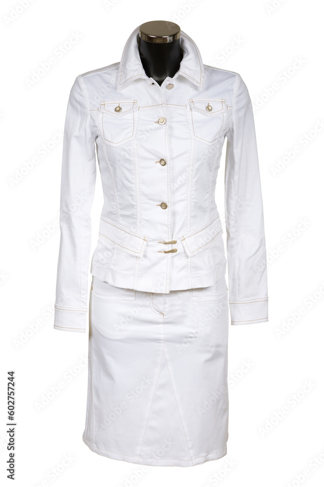 White jeans suit on a white background White jeans suit on a white background