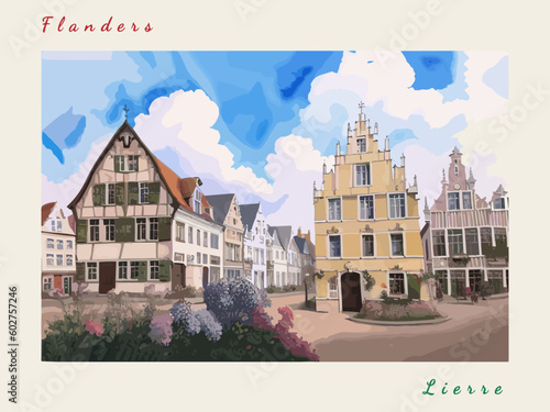Lierre: Post card design with Town in Belgium and the city name Lierre