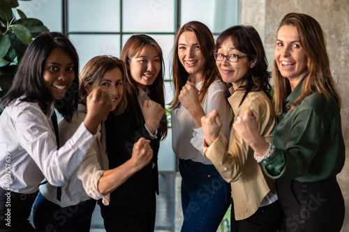 Portrait of  professional women from various backgrounds, united by a common purpose and shared goals. Power of inclusivity, collaboration. and female leadership concept