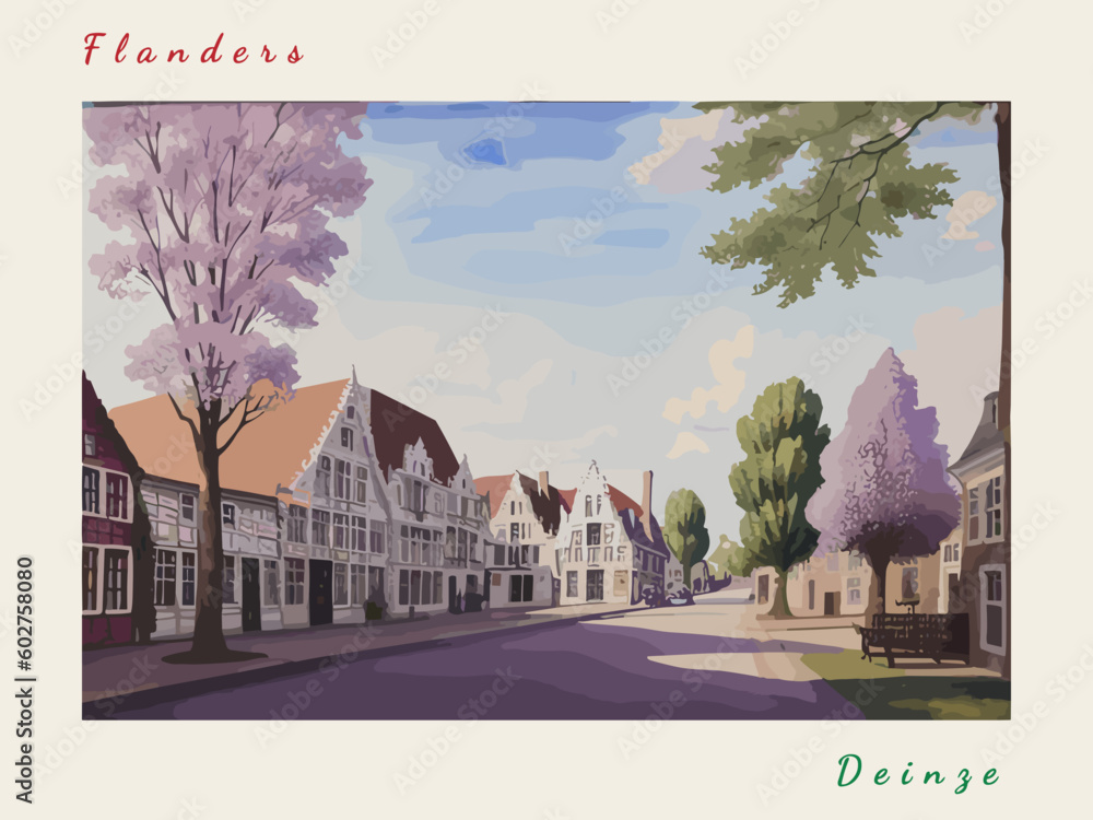 Deinze: Post card design with Town in Belgium and the city name Deinze ...