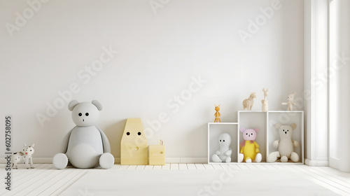 Mock up wall in the children's room in light light white color wall background. photo