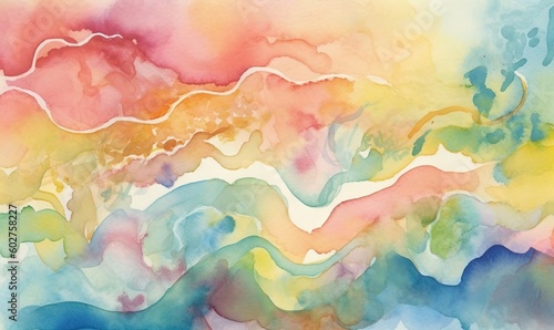  a watercolor painting of a wave of colors on a white background. generative ai