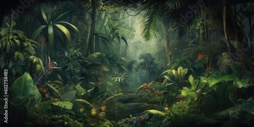 Fototapeta Naklejka Na Ścianę i Meble -  jungle forest nature wallpaper banner background.generative ai.