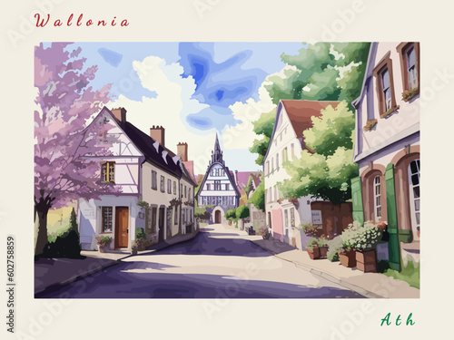 Ath: Post card design with Town in Belgium and the city name Ath