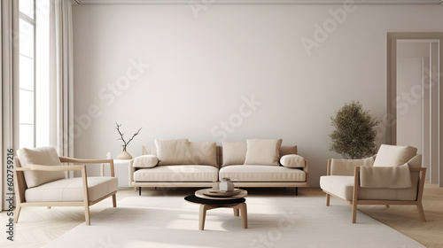 Minimalist Interior of modern interior desige 3D rendering, generative ai