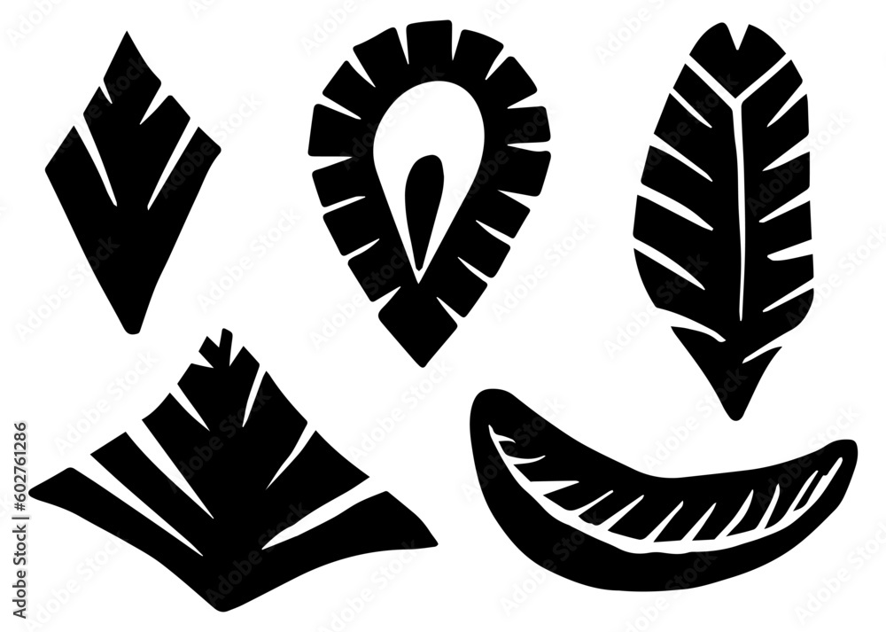 Fototapeta premium Set of paper cuts in doodle style isolated on white background Traditional Belarusian, Polish paper cuts are made with handmade scissors. Vector illustration.