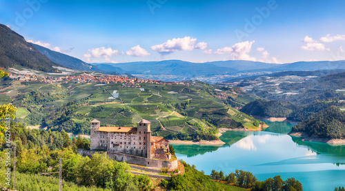 Fabulous  View of the Cles Castel, the Santa Giustina Lake and lots of apple plantations.